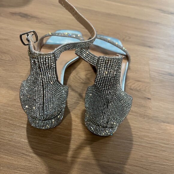Steve Madden Nava Rhinestone Square Toe Ankle Strap Sandals Heels Shoes Size 11M - Picture 8 of 12